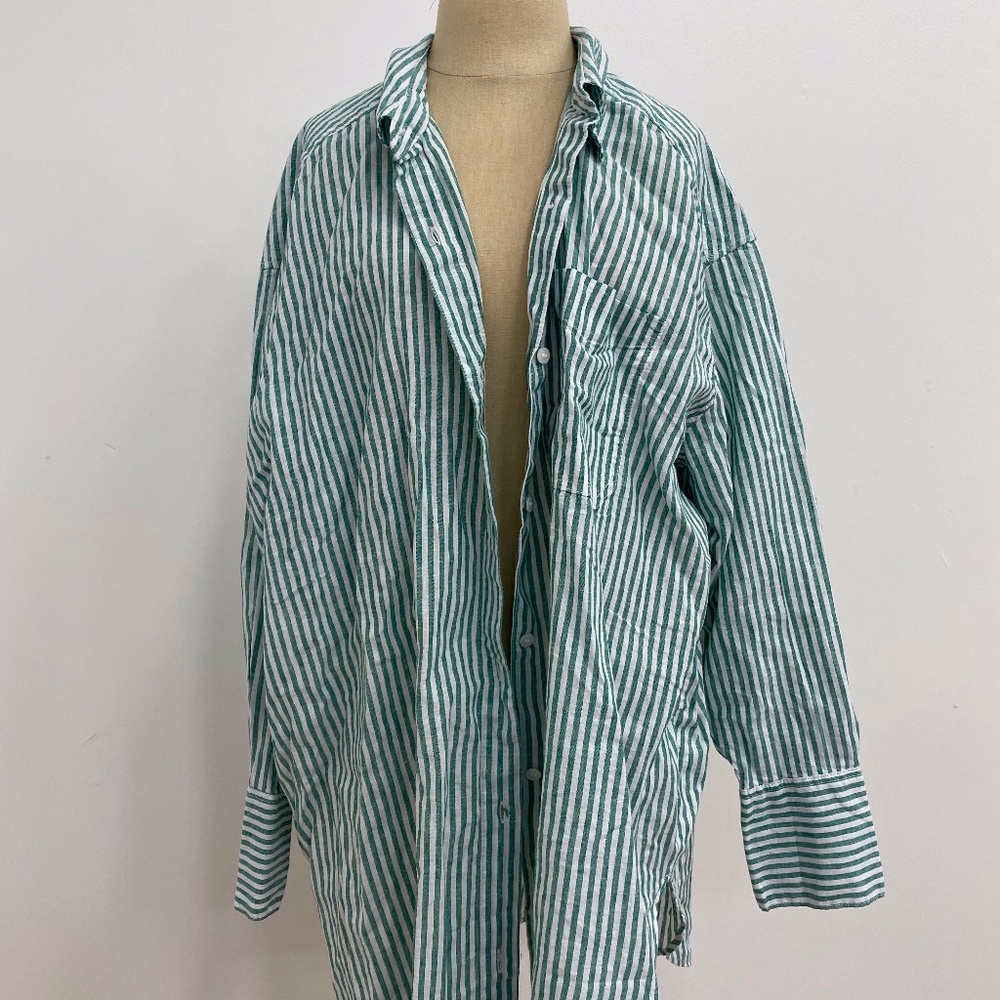 Oversized Linen Striped Shirt